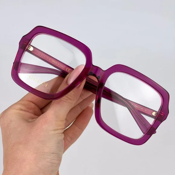 Gucci GG1318O 003 BRAND NEW Eyeglasses Transparent Fuchsia Square Women GG 1318O